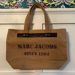 Marc Jacobs Limited Edition Burlap and Leather Tote Bag